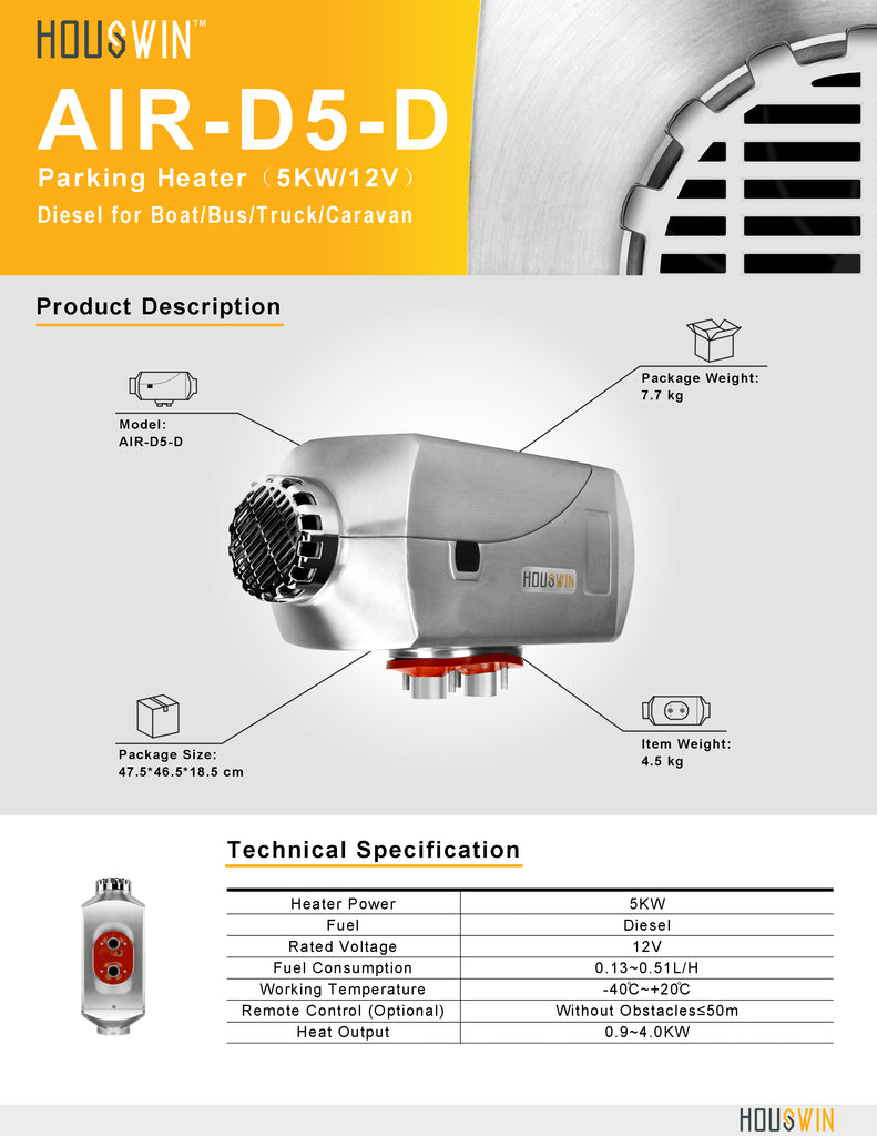 Houswin Parking Heater AirD5D JIT Auto Parts Supply Inc