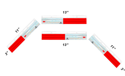 Angled or Straight Alloy 3M Reflective strip 24"x3" For Truck Trailer Mudflap Hanger - 4pcs 1pair